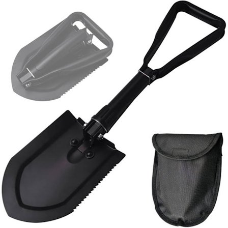 Multifunktionell hopfällbar snöspade med hacka, med bärväska