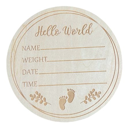 15 cm pyöreä vauvan syntymäilmoitus valokuvausrekvisiitta lehmuspuu kyltti Hello World vauvakyltti lastenhuoneeseen L7