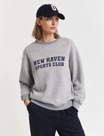 GANT Graphic C-Neck Sweat - Grey - S