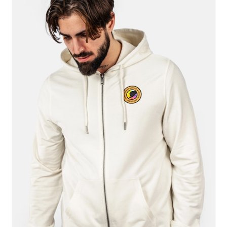 Hatstore - Beige Clothing - Ivory Brown/Black Zip Hoodie @ Hatstore