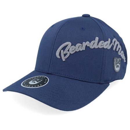 Bearded Man - Blu flexfit Cappellino - Side Arch 3d Logo Wooly Combed Navy Flexfit @ Hatstore