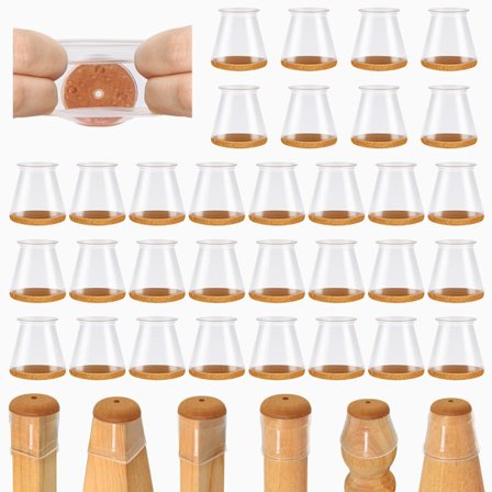 32 Stolbenbeskyttere Silikone Stolpuder Møbelpuder Forebygger Ridser Beskytter Træ- og Flisegulve Reducerer Støj Transparent