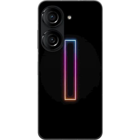 Yhteensopiva Puhelinkuori Asus Asus Zenfone 10 Minimalistinen neonkirjain I sateenkaaren väreissä tummaa taustaa vasten