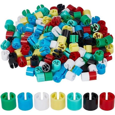 DIY 210 stk. 7 farver Tøjbøjle Markører Tomme Tags Plastik Tøjbøjle Størrelsesmarkører Sortimentssæt Passer til 9,5 mm Stang til Tøj Snap Num (LGL)