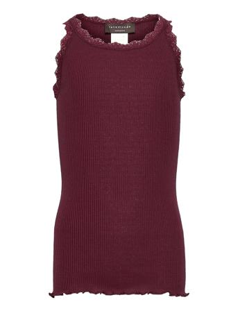 Silk Top W/ Lace Red Rosemunde Kids