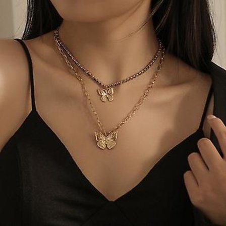 Vintage Butterfly Halskjede Kvinner Gyllen Rustfritt Stål Blad Slangekjeder Estetiske Smykker Choker Kvinner Smykker Gave Til Mujer-xl381 ( X2215)