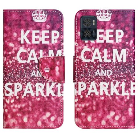 Wonderland Motorola Moto E22i / E22 Läppäkotelo - Keep Calm And Sparkle