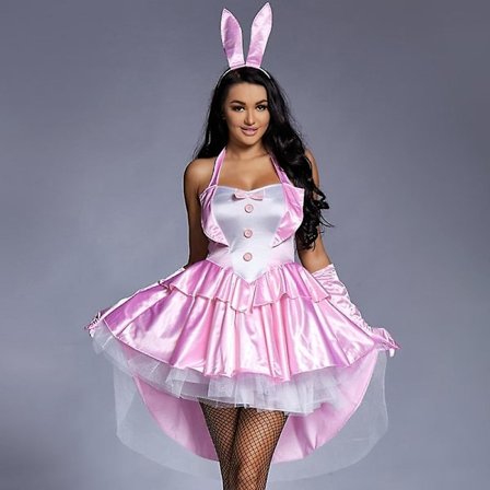 Damer 3 delar sexig kanin flicka kostym smoking svansar Halloween klubb fest tjusiga klänning Plus storlek rosa