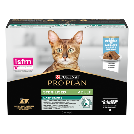 Purina Pro Plan - Katt Sterilisert vedlikeholdsterrine med torsk 85 g x 10 stk. - Katt - Kattefôr & kattemat - Våtfôr og våtmat - ZOO.no