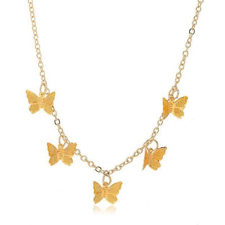 Halskæde med sommerfuglevedhæng til kvinder Sommerfugle Måne Stjerne Charm Choker Halskæder Boho Mode Smykkegave