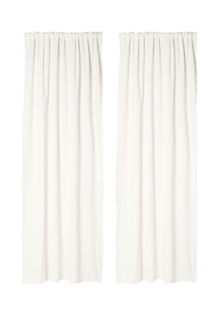 Åhléns Home Gardin i krinklad bomull MAJKEN 140x250 cm, 2-pack Gardiner Vit ONESIZE