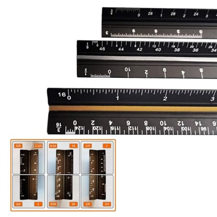 Skala Linjal Triangulär Linjal SVART TUM LITEN SKALA TUM LITEN Black INCH SMALL SCALE-INCH SMALL SCALE