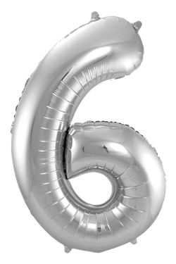 Sifferballong Jumbo 86 cm Silver "0-9" Siffra 6