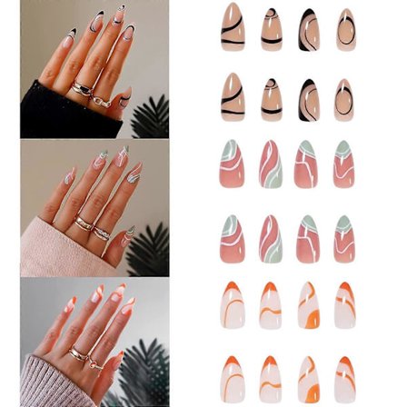 3 pakker (72 stk.) Tryk på negle Kort fuld dækning Korte falske negle Blank pind på negle Franske falske negle med lim Akrylnegle til kvinder (C-sæt) 