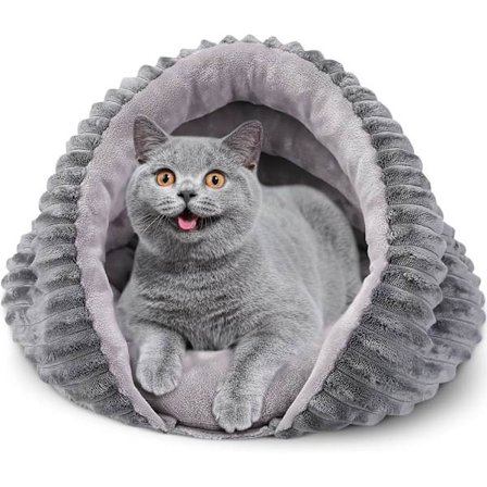 Katthus, Kattgrotta Säng, Kattsäng Med Avtagbar Tvättbar Kudde Mjuk Djurbädd För Innekatter Och Små Hundar