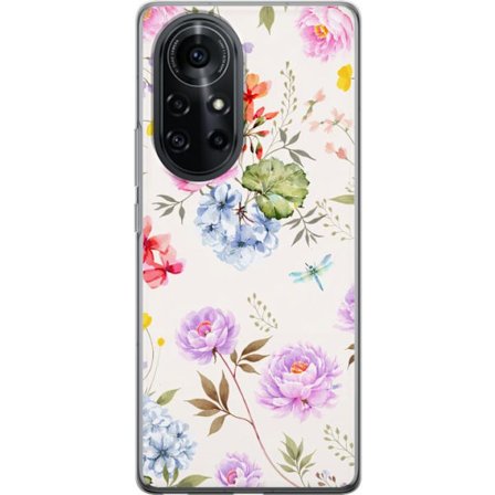 Yhteensopiva Puhelinkuori Huawei Huawei nova 8 Pro Kukkakuviota käsinmaalatuilla kukilla, perhosilla ja hyönteisillä romanttiseen skandinaaviseen t