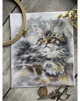 Broderipakke Bilde Grå Katt - Arti Balta