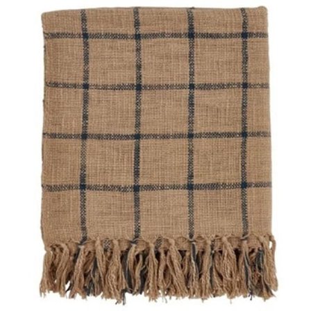 Dekorativt bomuldstæppe, 130x170 cm, karamel/sort