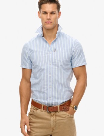 Superdry Oxford S/S Shirt - Blue - XXL