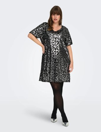 ONLY Carmakoma Carleonora Life S/S V-Neck Abk Dress - Black - 54