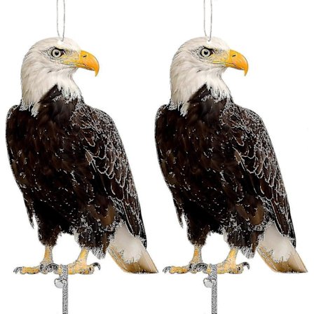 Falske ugler til at holde fugle væk, fugleskræmmere til udendørs brug, havepynt i pap med høg og refleksbånd til at holde duer og spætter væk fra 