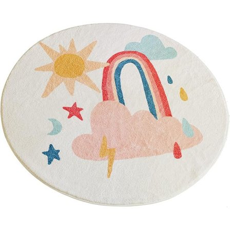 Cartoon Clound Rund Matta för Flickors Sovrumsdekoration Tonåring G