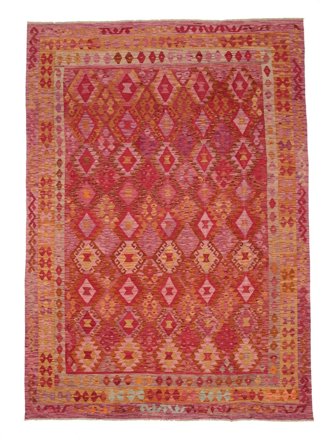 Kelim Afghan Old Style Vloerkleed Oosters Donkerrood/Rood Groot (Wol, Afghanistan)