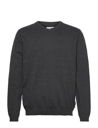 Jjebasic Knit V-Neck Noos Stickad Tröja V-krage Grå Jack & J S
