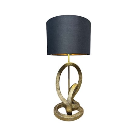 Bordlampe, guldramme, sort skærm, 63 cm højde