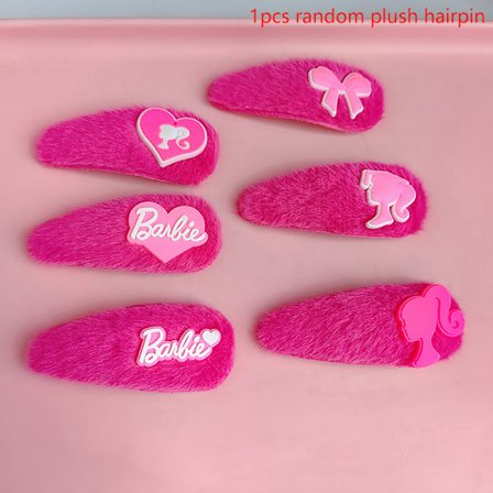 Modebrev Hjärta Hårnål Rosa Plysch Hårklämma Side Bang Cli