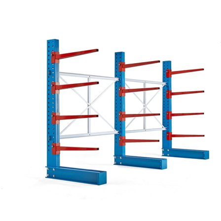 Enkeltsidet grenreol EXPAND, 3 enkeltsøjler + 12 stk. 1000 mm arme, 6000 kg