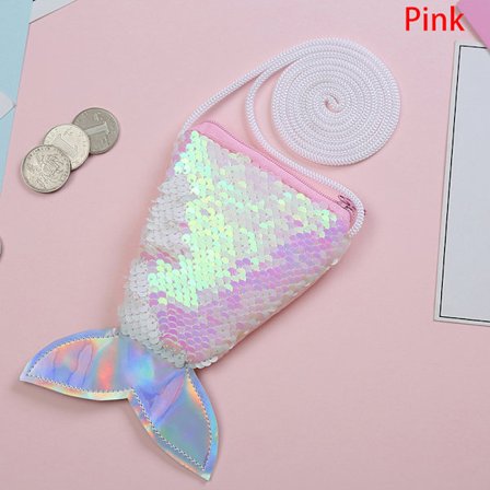 Mermaid Tail Paljetter Myntpung Jenter Lommebok Vesker Pengeholder
