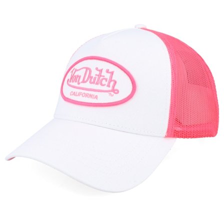 Von Dutch - Weiss Trucker Cap - Oval Patch Pink/White Trucker @ Hatstore