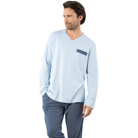 Pyjamas lång V-hals man Ekologisk bomull Eminence