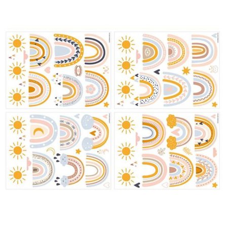 Boho regnbue vægklistermærker til pigers værelse, regnbue klistermærker til væg