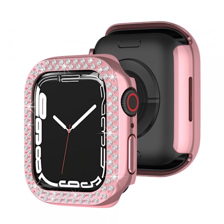 Lyxigt kristall strass stelt PC-ramfodral för Apple Watch Series 7 41 mm, Apple Watch Series 7 - All-Around Bumper Case (rosa)