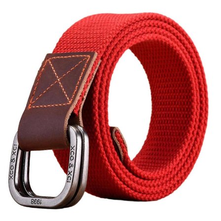 Dam Herr Dubbel Ring Spänne Canvas Bälte Enkelt Casual Mångsidigt Ungdom Cargo Midjeband Utomhus Sport Jeans Tillbehör