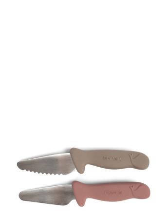 Beginner's Cutting Knives - 2-Pack - Warm Grey + Rose Home Meal Time Cutlery Multi/patterned Filibabba