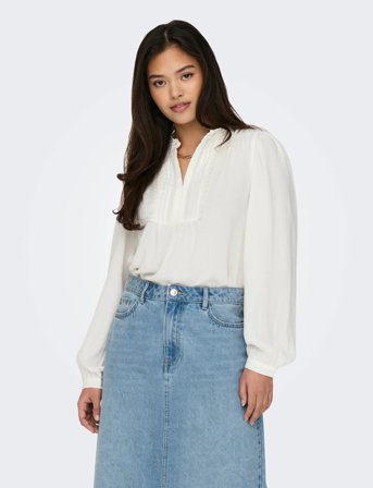 JDY Jdyrachel Life L/S Pintuck Top Wvn Noos - White - XL