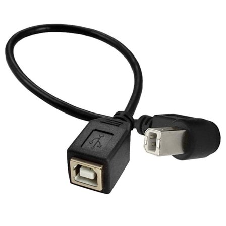 USB 2.0 Typ-B skrivarkabel USB B hona till typ-B hane (90 grader UPP/NER/Höger/vänster vinkel) Kort förlängningskabel