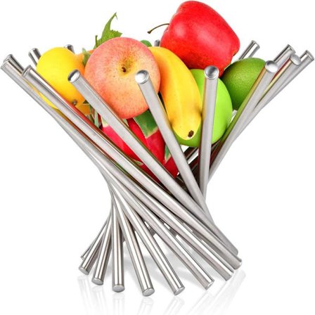 Fruit Bowl for Kitchen Counter, Large Fruit Basket, Modern Fruit Stand, Table Centerpiece, Fruit Dish, Stainless Steel Fruit Holder