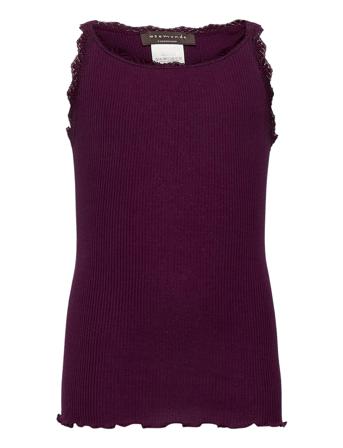 Silk Top W/ Lace T-shirt Ærmeløs Lilla Rosemunde Kids