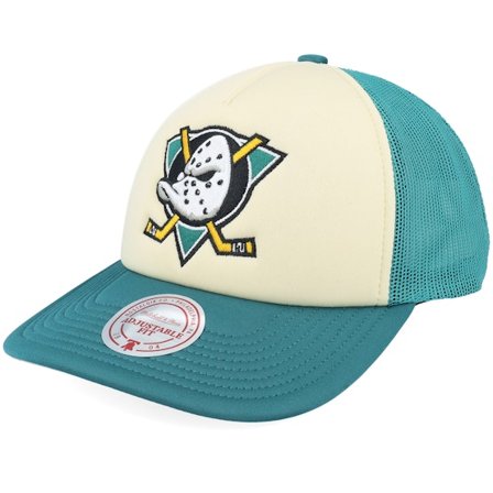 Mitchell & Ness - Negro trucker Gorra - Anaheim Ducks Vintage Block Vintage Cream/Teal Trucker @ Hatstore