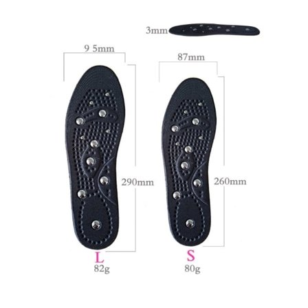 Sorte magnetiske indlægssåler, 1 par magnetiske akupressur magnetiske indlæg