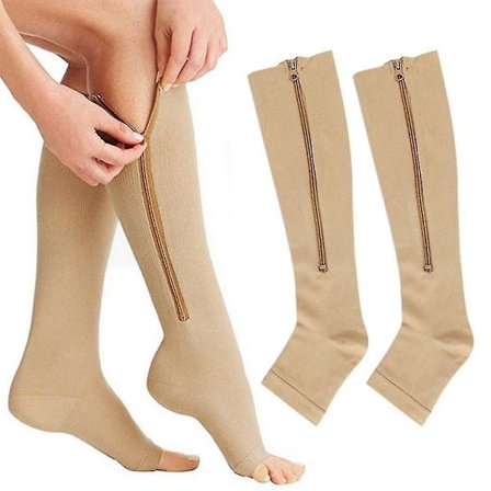 Compression Socks Zipper Leg Calf Sleeves Toeless For Swelling Pain Relieve 2 Pair
