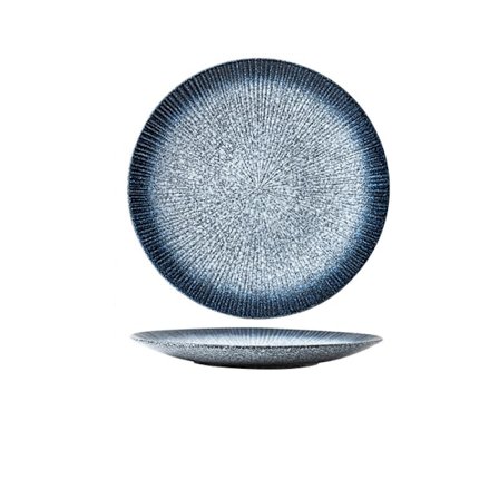 Japansk stil tallerken, keramisk tallerken, stripet vestlig tallerken, biff tallerken, pasta tallerken, husholdning fruktsalat tallerken, safirblå, 10