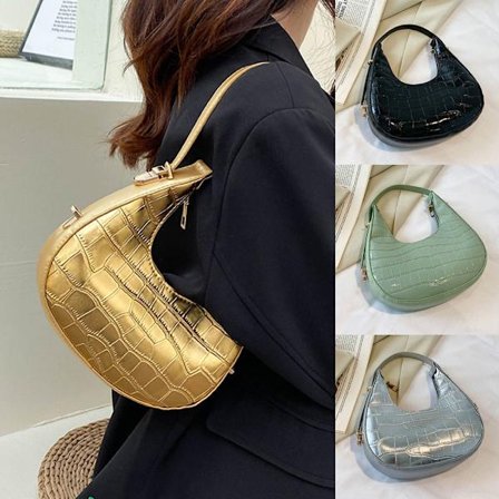 Crocodile Grain Underarm Tasker PU Fashion Skuldertaske GULD