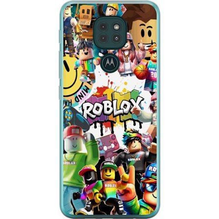 Kompatibelt Mobilskal till Motorola Motorola Moto G9 Play Roblox graffiti-kollage med färgglada karaktärer, livliga mönster och energiska element i