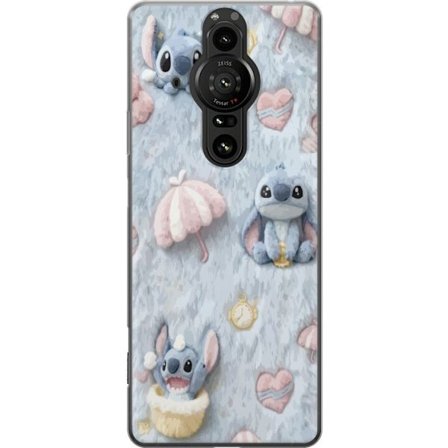 Kompatibel Mobilcover til Sony Xperia Pro-I Stitch mønster med hjerter, paraplyer og pastelfarvet blød baggrund