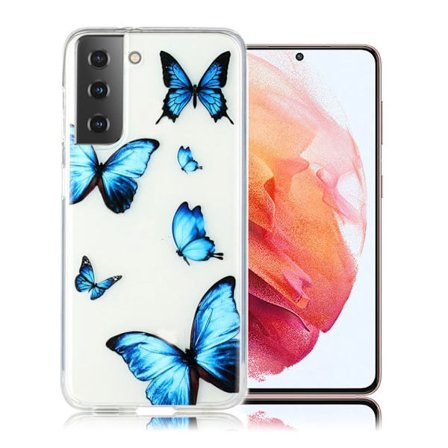 Deco Samsung Galaxy S21 Etui - blå sommerfugl